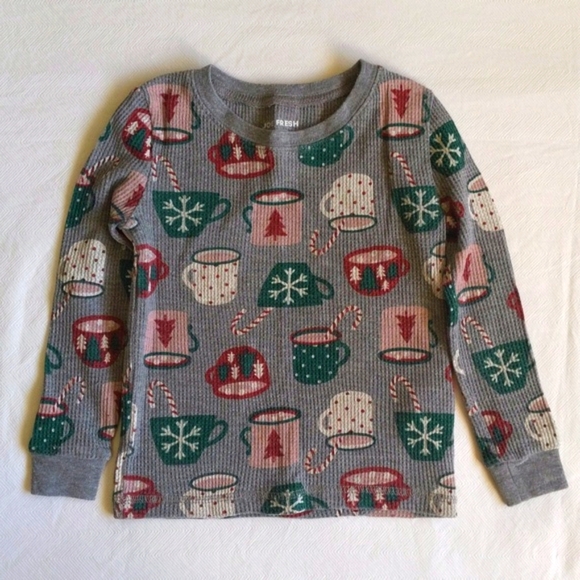 joe fresh hot cocoa thermal waffle knit pajamas matching set 2-3 yrs toddler - Picture 2 of 8